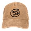 Gewaschene Herren Baseballkappe Linux Inside Trucker Snapback Kappen Papa Hut Linux Betriebssystem Golfhüte