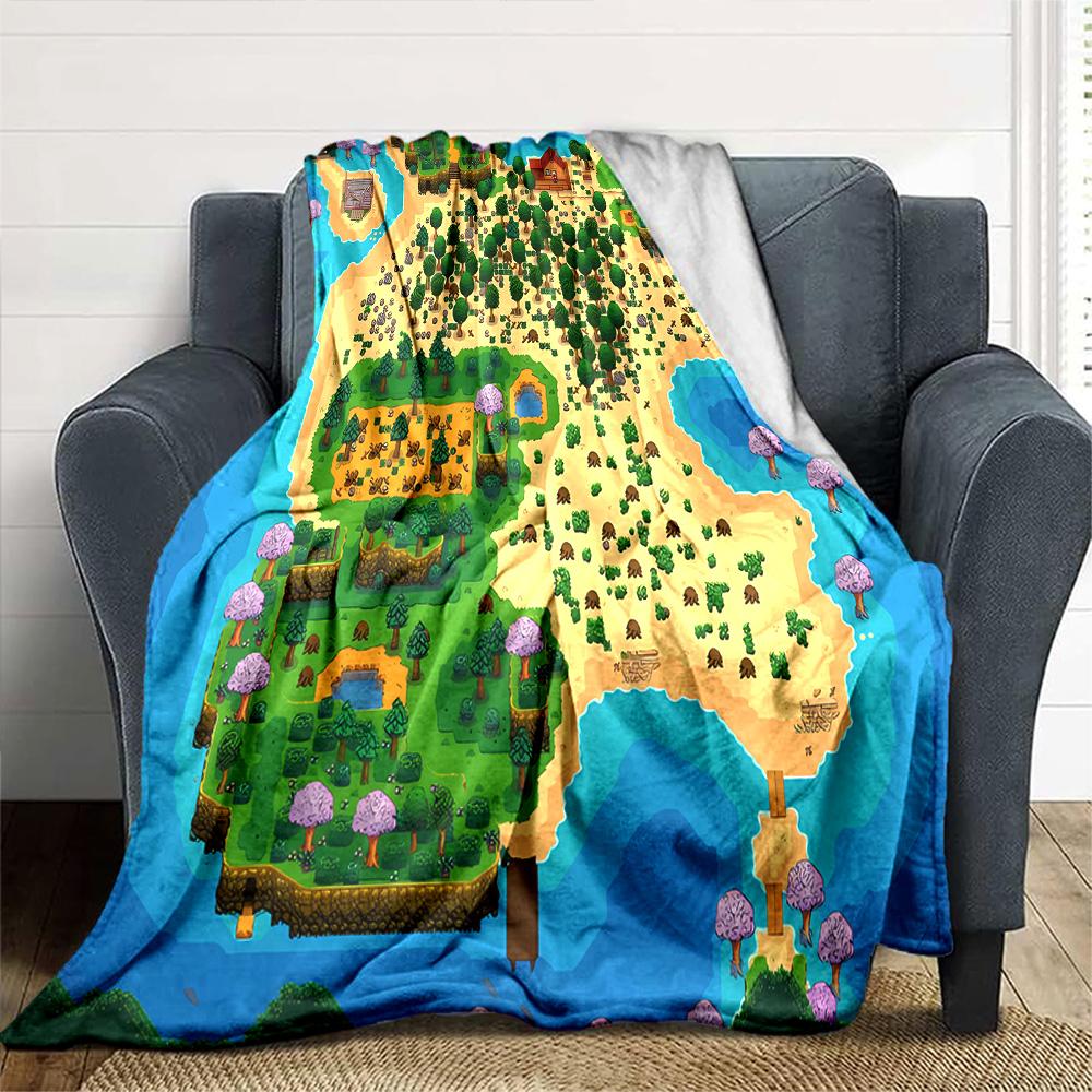 1pc Blanket - game Stardew Valley Print Design,Lightweight Blanket for Sofa,Bed- Soft &Warm,Gift for All Seasons