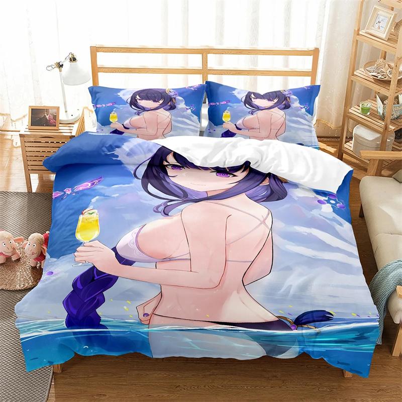 Genshin Impact Anime Arataki Ltto Bedding Sets Exquisite Bed Supplies Set Duvet Cover Bed Comforter Set Luxury Birthday Gift
