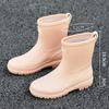 New short rain shoes women's rubber shoes wear non-slip water boots thick-soled water shoes velvet short rain boots