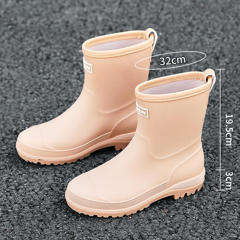 New short rain shoes women's rubber shoes wear non-slip water boots thick-soled water shoes velvet short rain boots