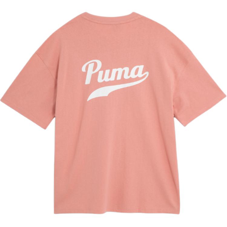 Puma Team Lifestyle Series Casual Round Neck Comfortable Short Sleeve T-Shirt Men Tops Rose-Pink 537874-24