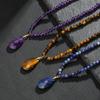 Natural Crystal Necklace, Amethyst, Tiger Eye Bead Necklace, Bohemian Pendant, Jewelry