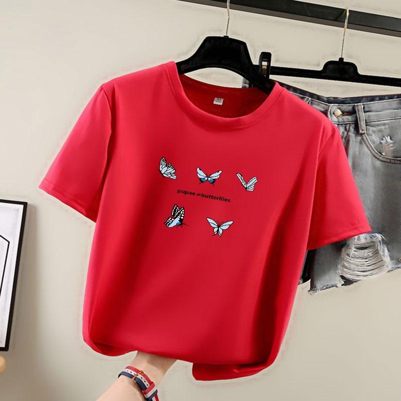 Summer 2025 New Short-sleeved T-shirt Women's Round-neck Printed Top