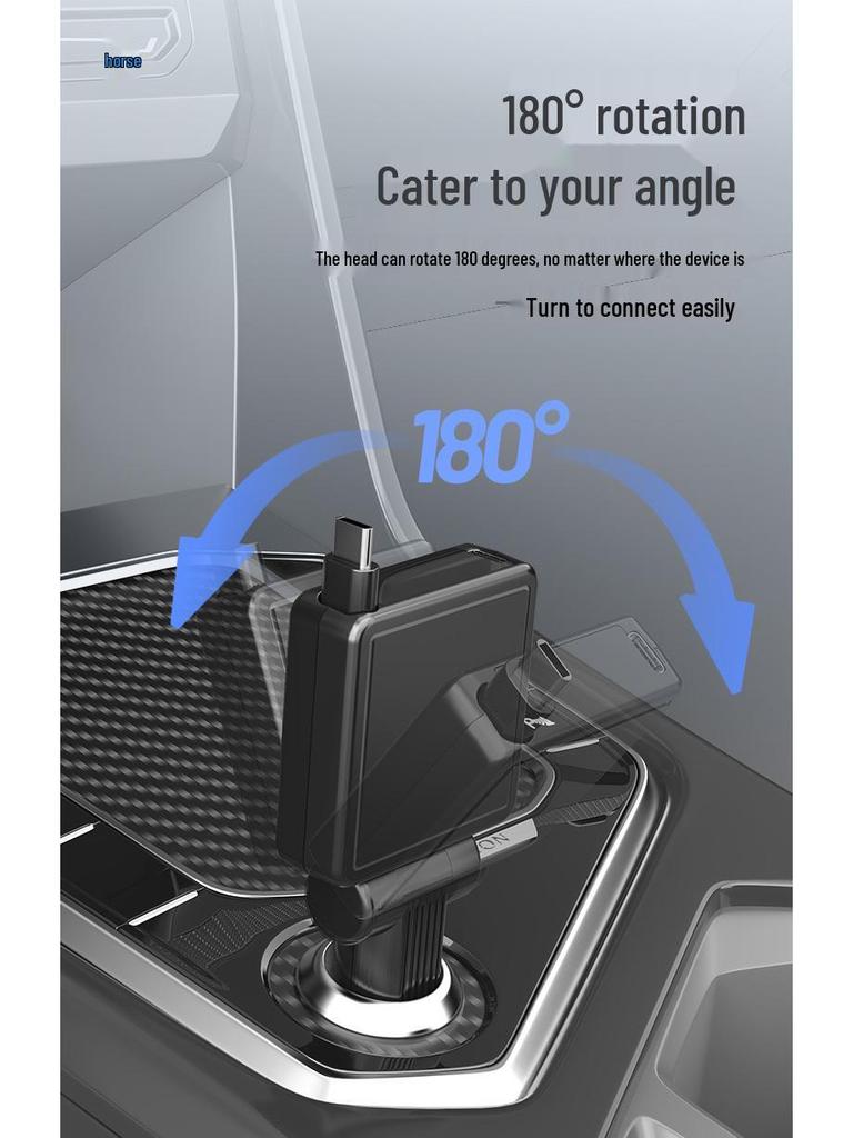 Retractable Car Charger: Foldable, Fast TYPE-C Charging for Mobile Phones