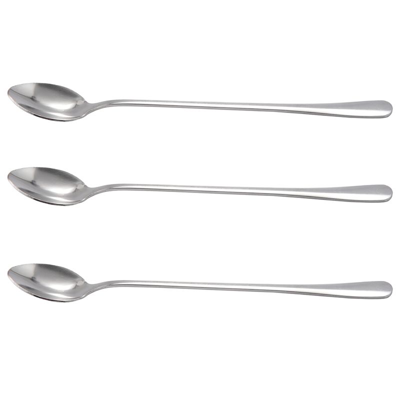 ABWR-New 3Pc Long Handle Stainless Steel Tea Coffee Spoon Cocktail Ice Cream Spoon Spoons Cutlery Pointed Head