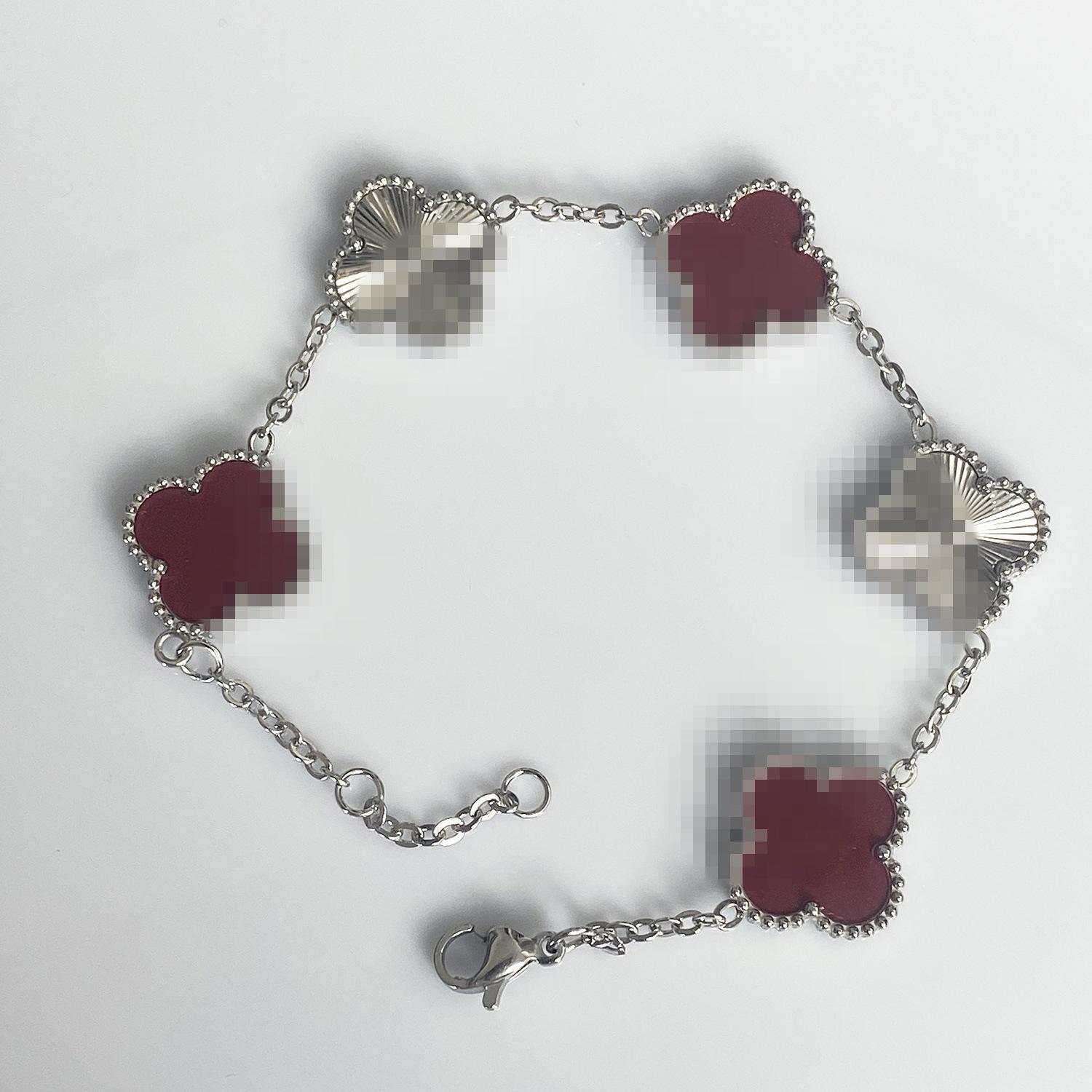 Браслет 15 мм Пять цветов Лазерный браслет 18К Браслет Четырехлистный клевер Женский браслет