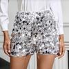 Women's Sparkly Sequin Shorts Stretchy Going Out Party Clubwear Sexy High Waist Straight Leg Mini Shorts