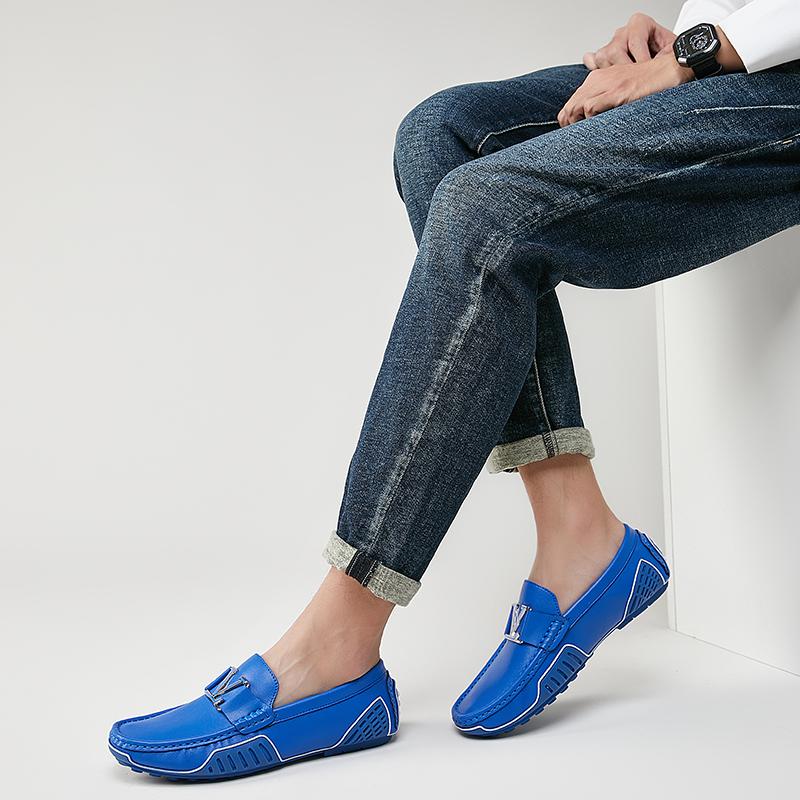High Quality Men's Casual Leather Shoes Cowhide Loafers Soft Luxury Pea Shoes Genuine Leather Men's Flats Driving Shoes
