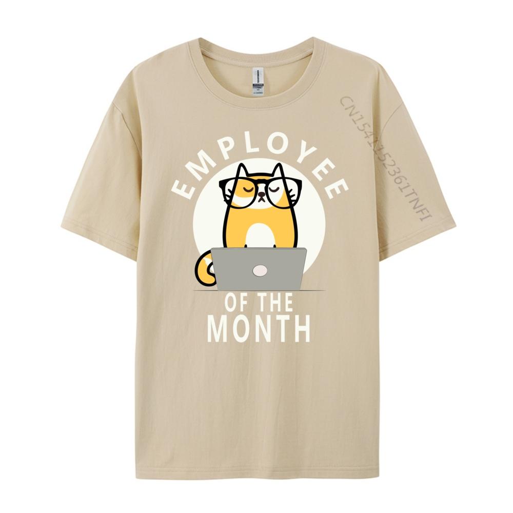 Funny Employee Of The Month Work From Home Cat Computer Designer Clothes Men Youth Limited Time Special White T Shirt