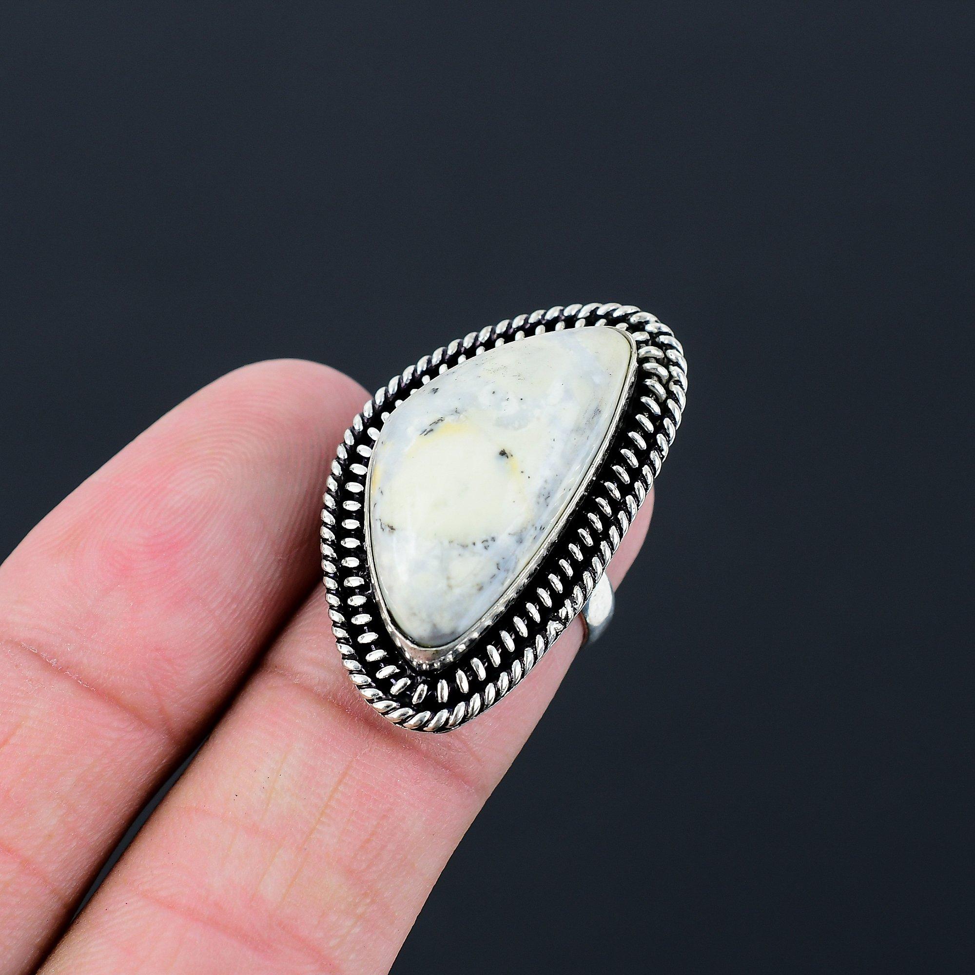 Trillion Maligano Jasper Gemstone Wife Ring Jewelry 925 Sterling Silver US 6.5 6.5