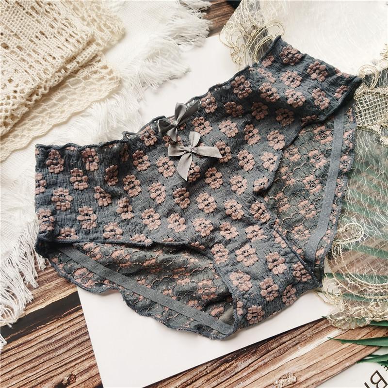 

Винтажные женские трусики с низкой талией и бантом с милыми цветами One Size