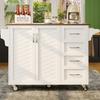Chariot De Cuisine - MUVOE - Buffet Avec Plateau Pliable - 2 Tiroirs - 2 Portes - Blanc