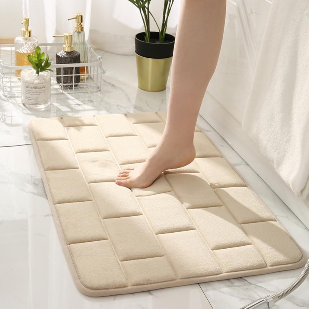 Tile Pattern Embossing Bathroom Mat Bath Non-slip Carpets In Wash Basin Bathtub Side Floor Rug Shower Room Doormat Memory Foam 3D Pad
