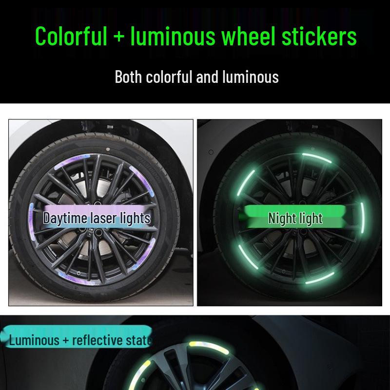Colorful Luminous Tire Hub Reflective Stickers for Electric Cars