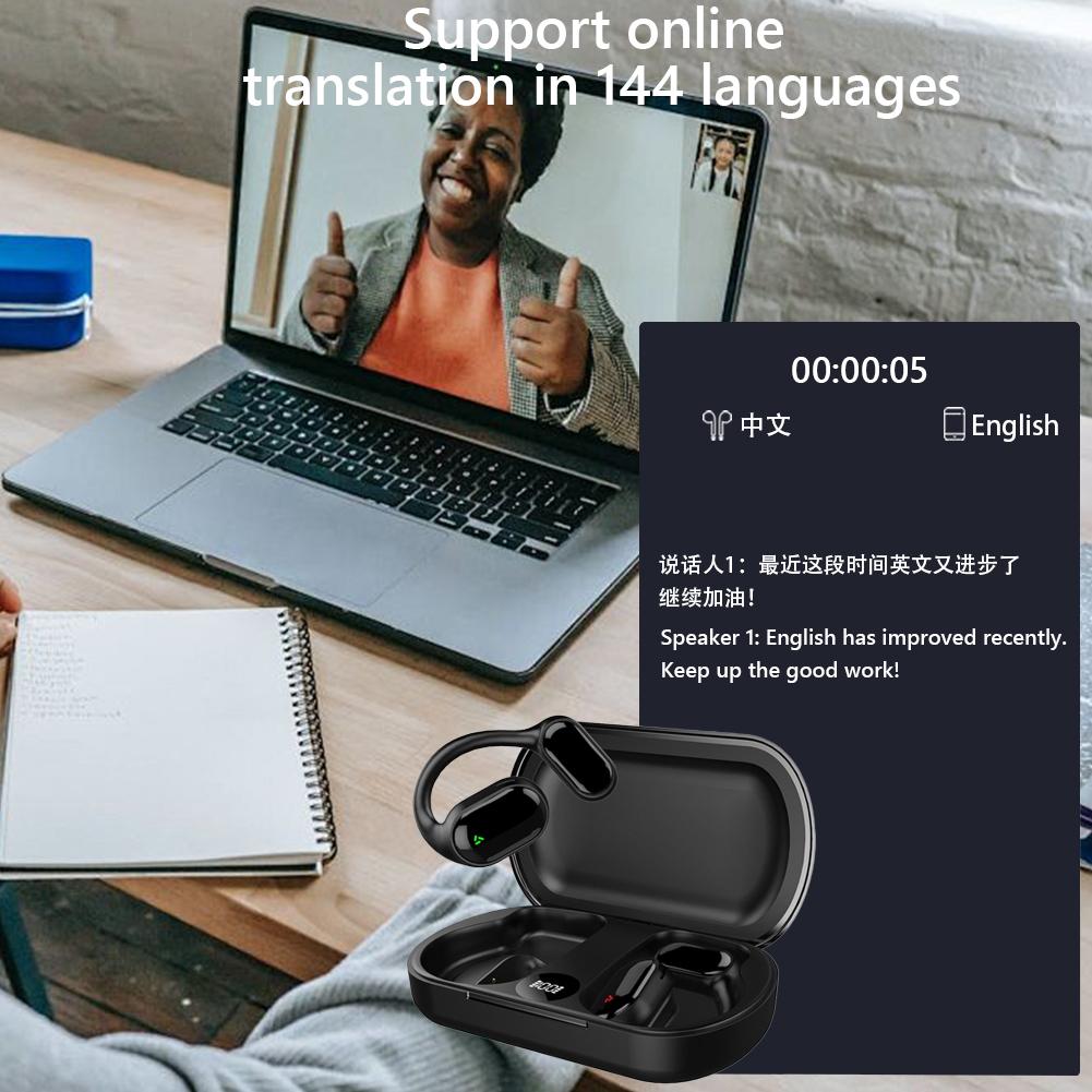 Translation Headphones 144 Languages Ai Translating Earbuds Headphones AI Translator Earbuds for Travel Business and Learning