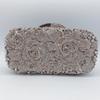 Rose flower diamond dinner bag metal full diamond dress bag banquet handbag purse clutch