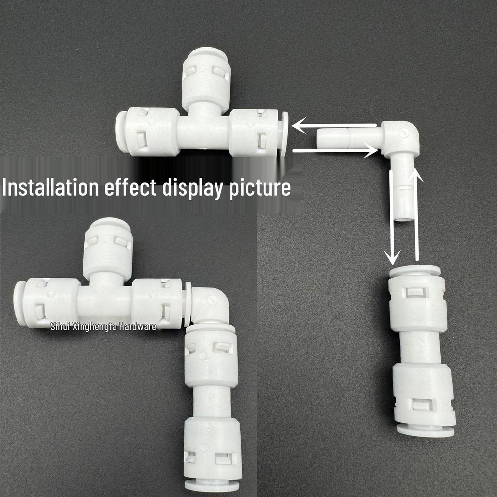 Water Purifier T-type PE Pipe Connector with Elbow and Stopper Plug