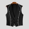 INCERUN Men V Neck Sleeveless Frills Buttons Irregular Casual Tank Tops Waistcoat