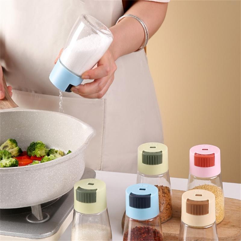 Salz- und Pfefferstreuer für die Küche, präziser, quantitativer Gewürzstreuer vom Push-Typ, Salzspender vom Presstyp, Gewürzspender, versiegelt