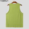 INCERUN Men Summer O-neck Sleeveless Texture Casual Sports Tank Tops T-shirts