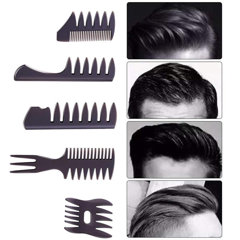 5Pcs Men's Hair Styling Combs and Brush Set - Roller Brush for Adding Volume, Pompadour, Slicked-back, Fauxhawk, Undercut Styling Combs