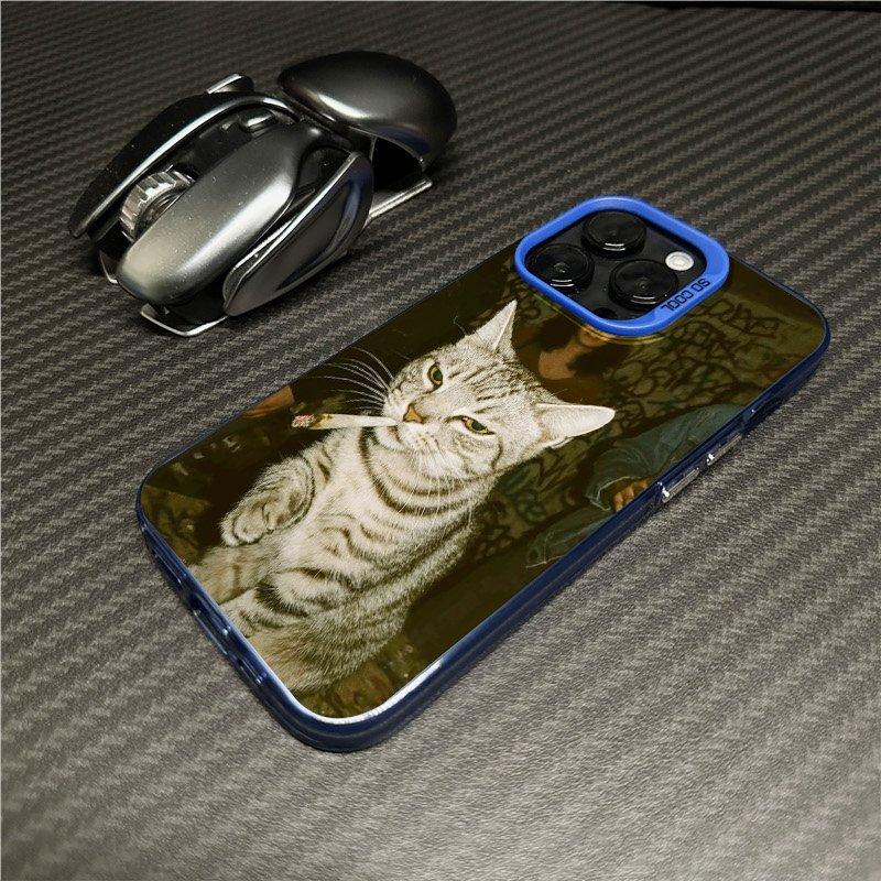 Smoking Cats Phone Case For iPhone 11 12 13 14 15 16 17 Pro Max XS X XR 7 8 Plus 16E 17 Air 13 12 Mini Shockproof Hard PC Cover