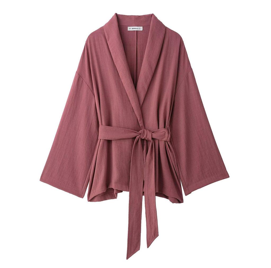 TAOP&ZA Women's Spring/Summer Belted Kimono-Style Outerwear with Casual Pants