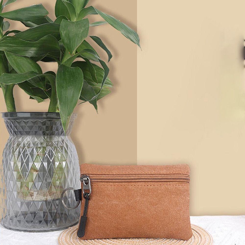 Hand-held Canvas Coin Purse with Key Ring Pouch Bag Cute Mini Coin Pouch  Bus Card