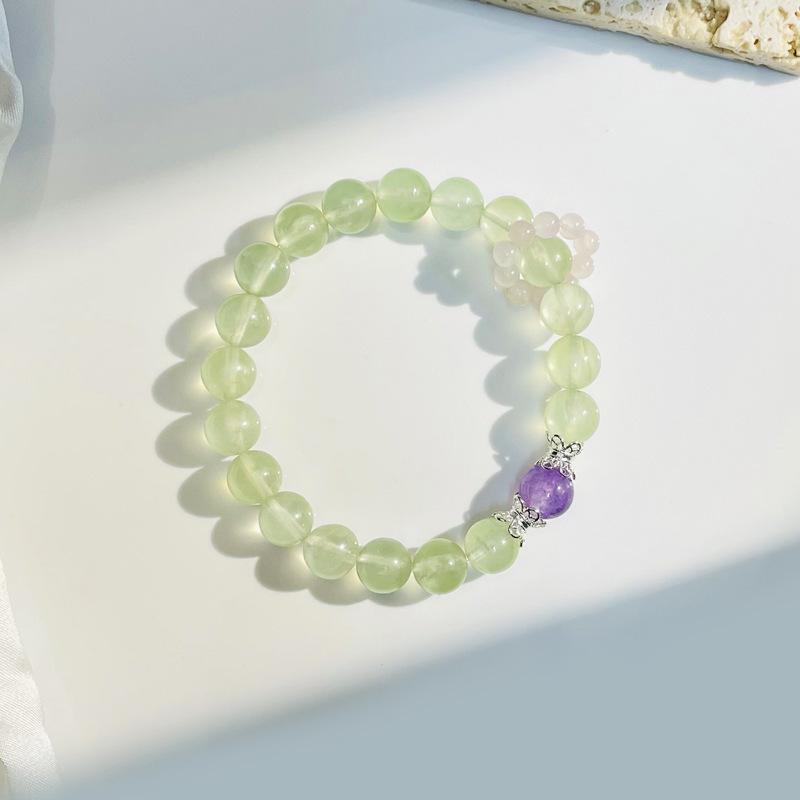 Natural grape stone pink crystal bracelet, amethyst pink crystal bead bracelet, jewelry gift for girlfriend or best friend 7-8mm Copper Edition
