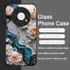 White Camellia Flower Marble Texture Tempered Glass Phone Case for Xiaomi 15 Pro+ 14 Ultra 14T 13T 12 11 Lite 10T 11T PRO Cover