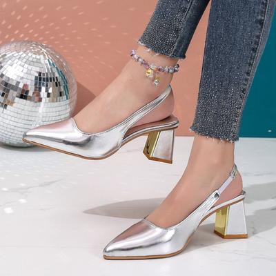 Sommer neues Temperament Ein-Wort mit quadratischer Spitze hinten leer flacher Mund vielseitig dicker Absatz Einzelne Schuhe Damen 2025 neues Temperament