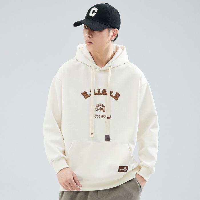 Autumn Retro Heavy Solid Color Hooded Sweater Men'S Loose Large Size Trend Casual Red Long-Sleeved Top Tide