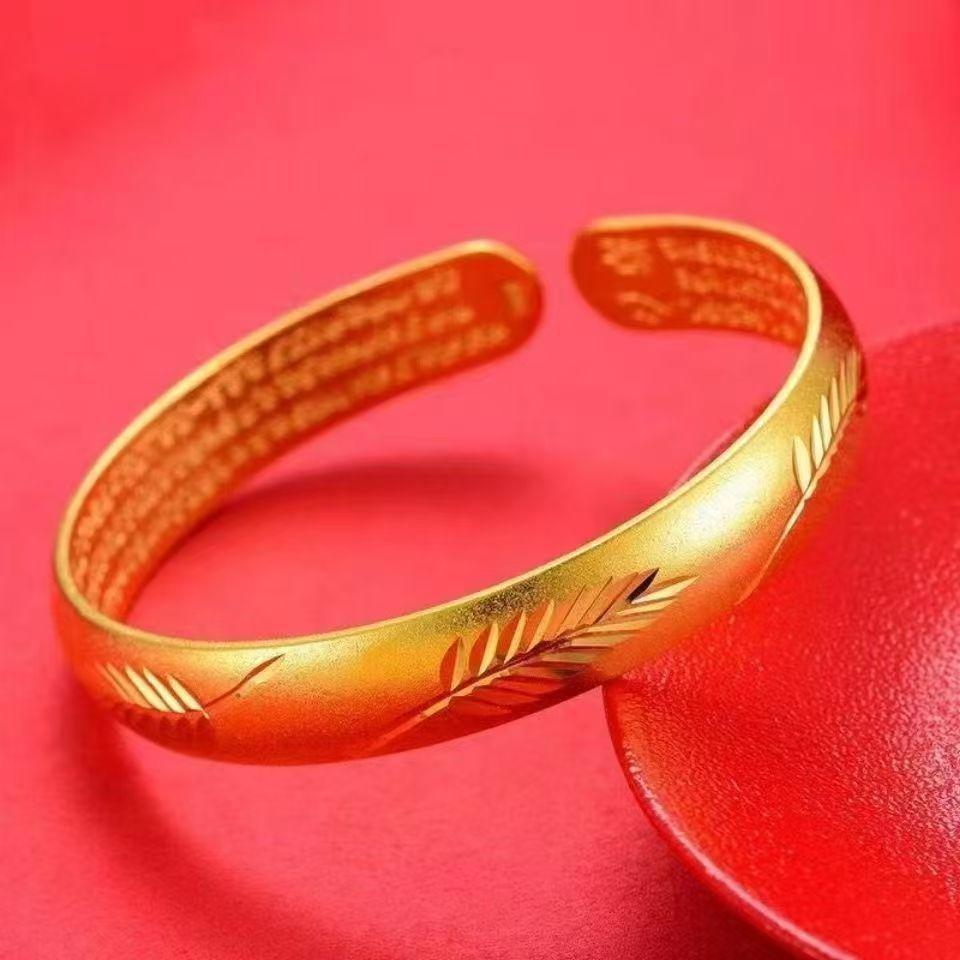 Bracelet Ancien Aspect Or Feuilles Ajustable: Bijoux de mode durables et élégants