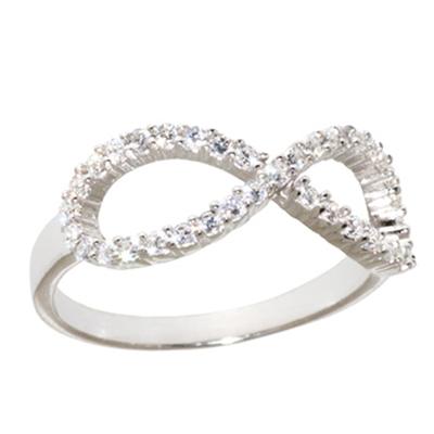 Silver Ring 'Infini' Silvery White (rhodium) - 25x7 Mm