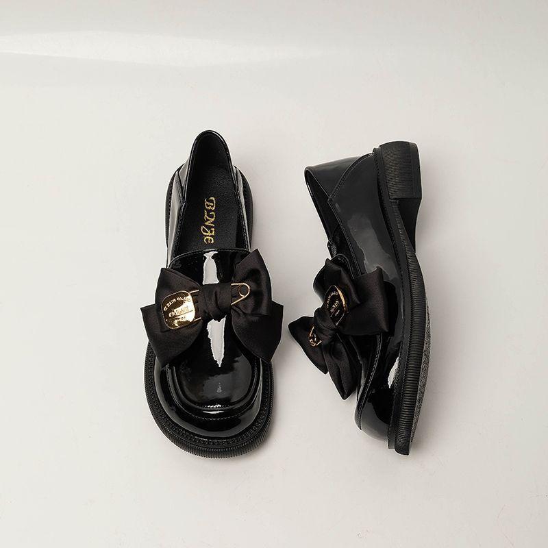 

Британский стиль платформа маленькие кожаные туфли 2025 осень и зима новые черные одинарные туфли универсальная обувь большой размер женская обувь 41-43 33 чёрный