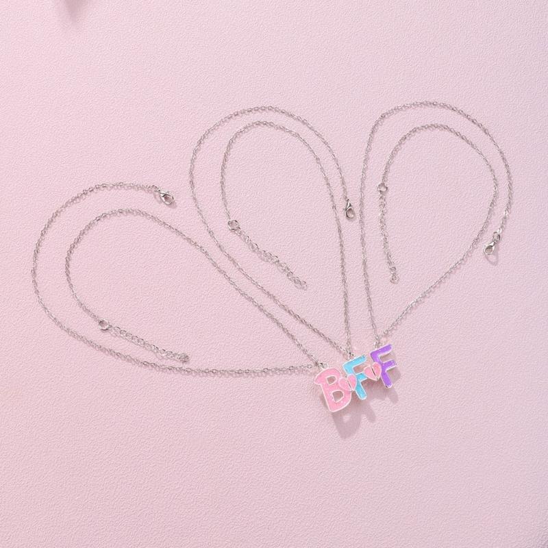 Heart Splicing Good Friend Necklace Set Fashion Clavicle Chain for 3 Girl Sister
