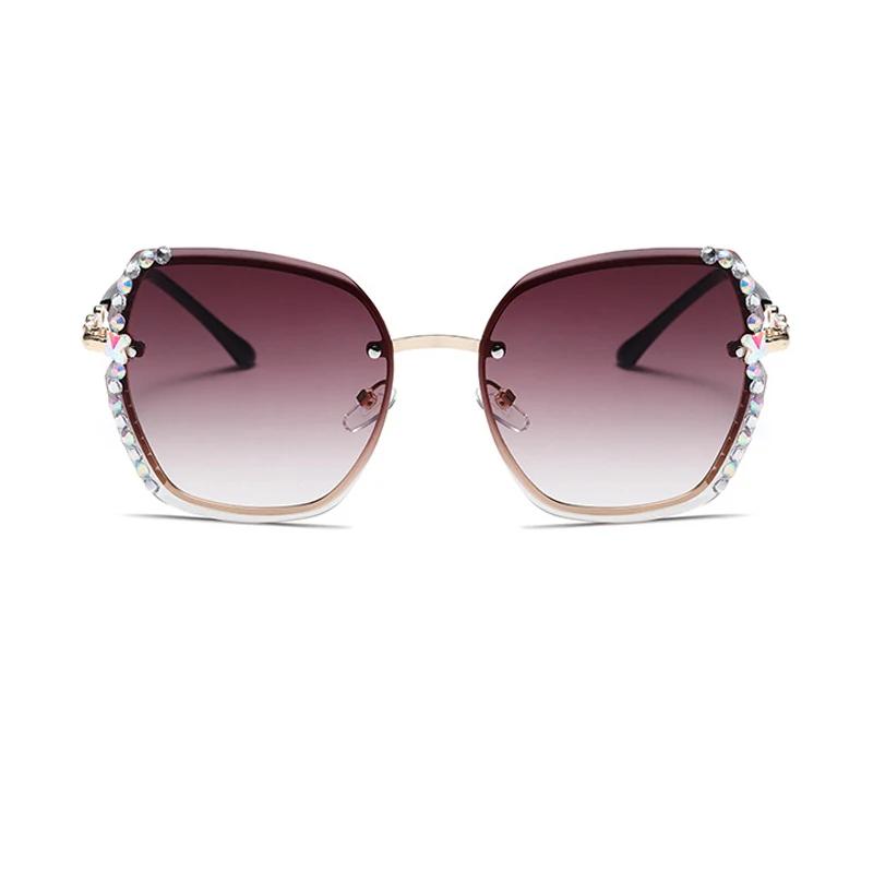 Newest Rimless Rhinestone Sunglasses Luxury Brand Design Women Men Fashion Gradient Lens Sun Glasses Shades For Female