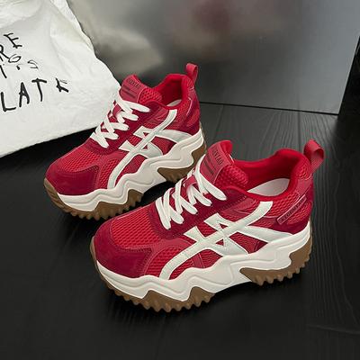 2025 New Platform Dad Shoes Women Wear Fashionable and Versatile Casual and Comfortable Color Matching Women's Breathable Net Sports Shoes Tide