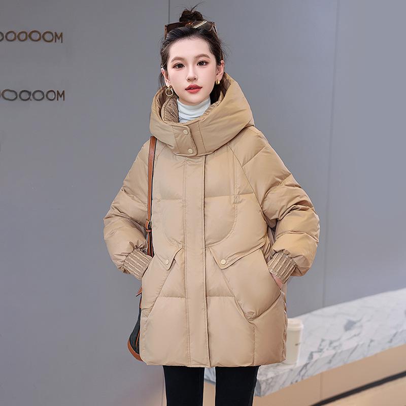 

Women s Fashionable Petite Mid-Length Winter Down Jacket - Thickened White Duck Down Coat HR220 XL (135-150 lbs)