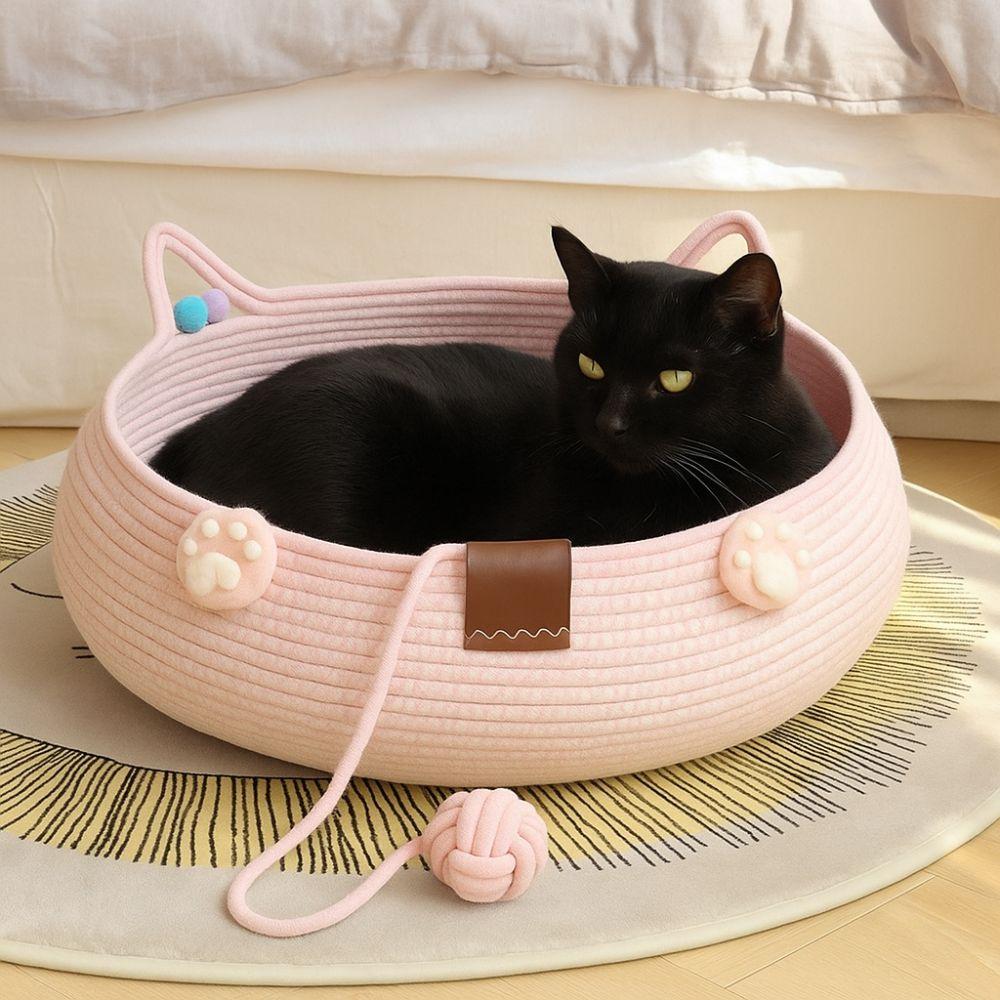 Cotton Rope Woven Cat Nest Scratch-Proof Cat Scratch Floor Cat Scratch Board Mat  for Cats and Dogs