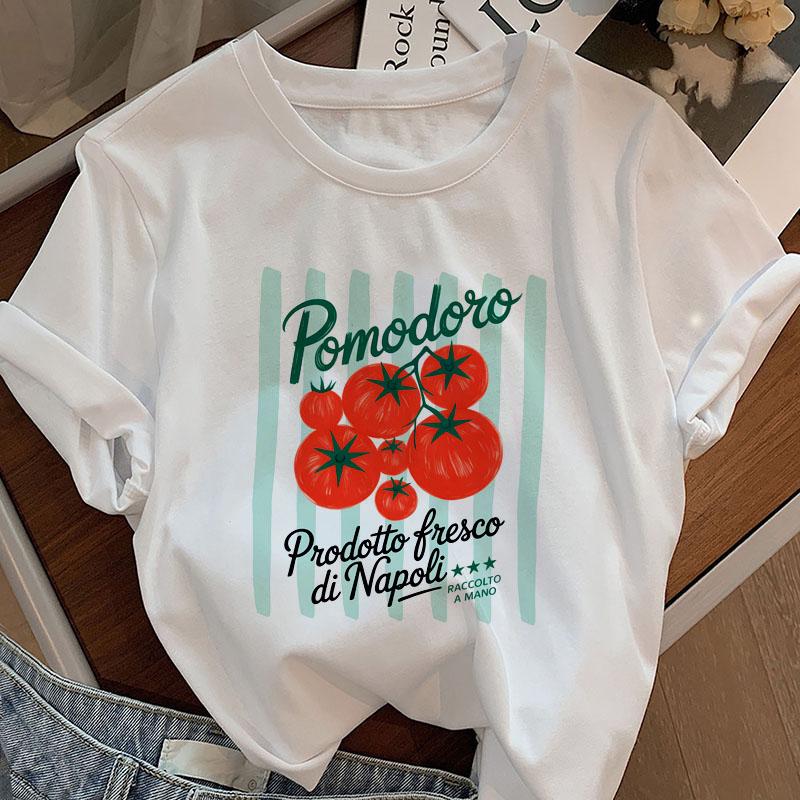 Tomato Girl Summer Tshirt Garden Farmers Market T Shirt Round Neck Short Sleeve Tomatoes Tee Casual Unisex Clothes