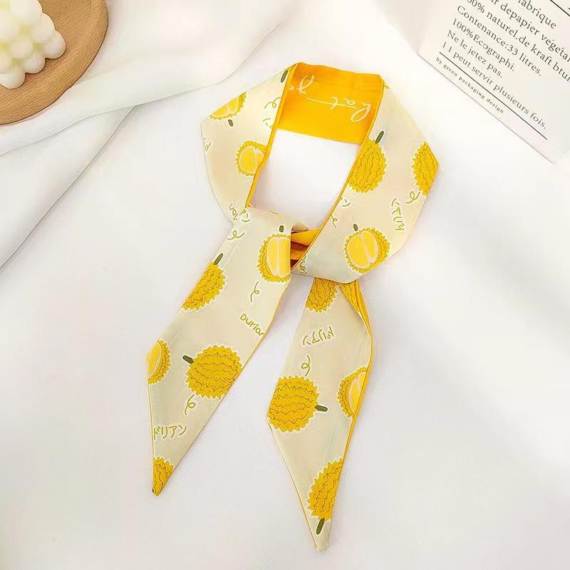 Small White And Tender Green Silk Scarf For Women, Thin Streamer, Headband, Hair Tie, Bag Decoration Long