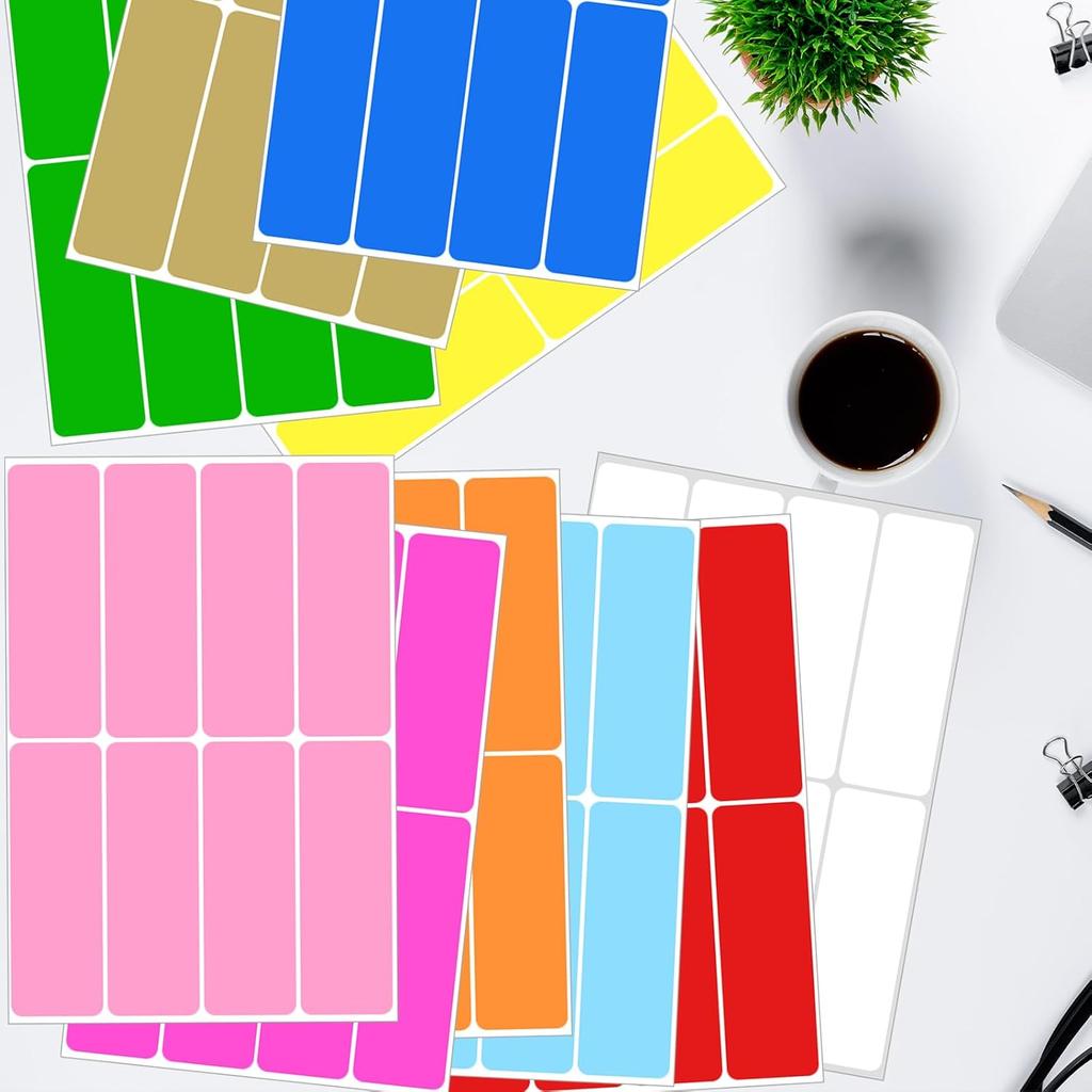 480 Pcs Removable Colored Label Sticker, 3 x 1 Inch Blank Rectangle File Folder Labels Self Adhesive for Inventory Office Containers (Color)