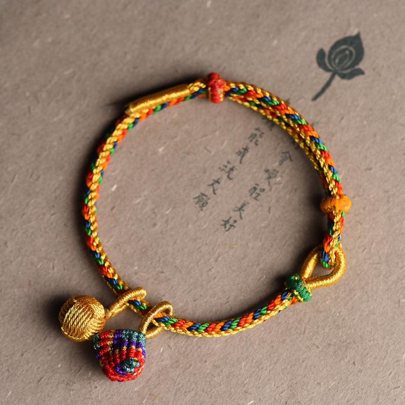 

Пятицветный плетеный вручную браслет на Фестиваль лодок-драконов для всех возрастов Zongzi + Embroidered Ball - Adult Style