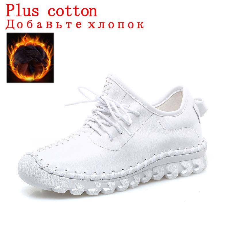 Fashion Handmade Genuine Leather Women Shoes Fashion Casual Sneakers Retro Flats Ladies Lacing Loafers Breathable Vulcanized Shoes
