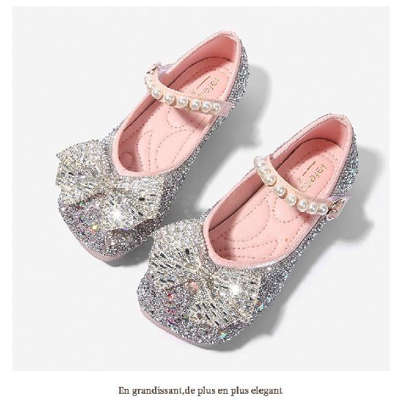

Girls Princess Shoes Spring and Autumn Fashion Season New Children s Crystal Shoes Baby Girl s Flat Shoes Little Girl s Pink Shoes 22 розовый