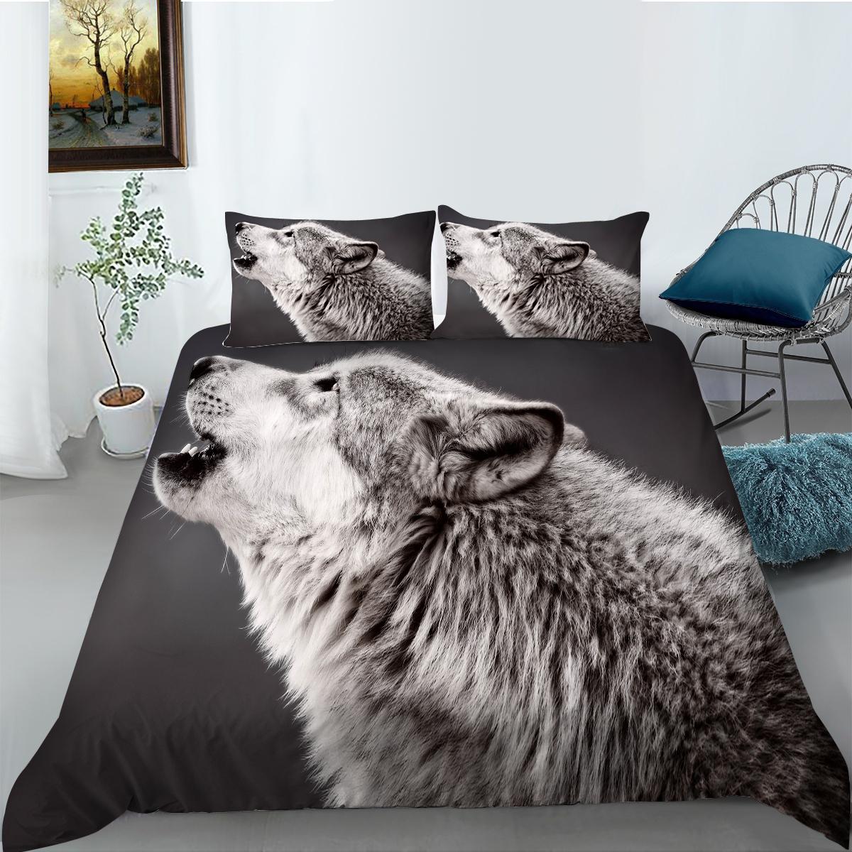 

Комплект постельного белья на тему волка с пуховым одеялом и наволочкой с животным рисунком 2/3 кусочка ткани из микрофибры Можно стирать и быстро сохнуть, украшение для дома Baby 100x135cm