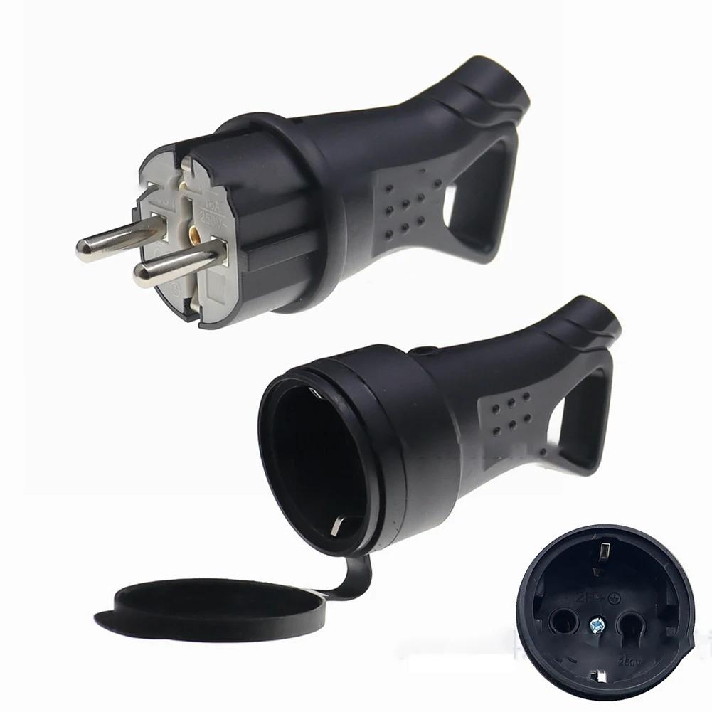 High Poer Socket  Rubber Waterproof Electrical Grounded EU Connector 16A 250V Industrial Socket Male And Female Socket Anti Drop