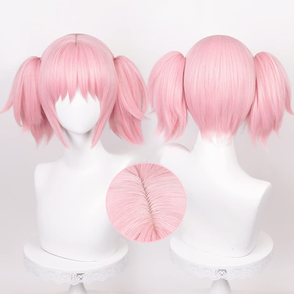 LAOBAO Cosplay Wig - Madoka Kaname Twin Tails Pink Wig - Heat Resistant - Costume Wig for Disguise, Party, Festival, Halloween, Fancy Dress (Madoka Ka